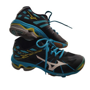 Mizuno Wave Lightning Size W7 Volleyball Shoes Black Yellow Blue PYV 1214